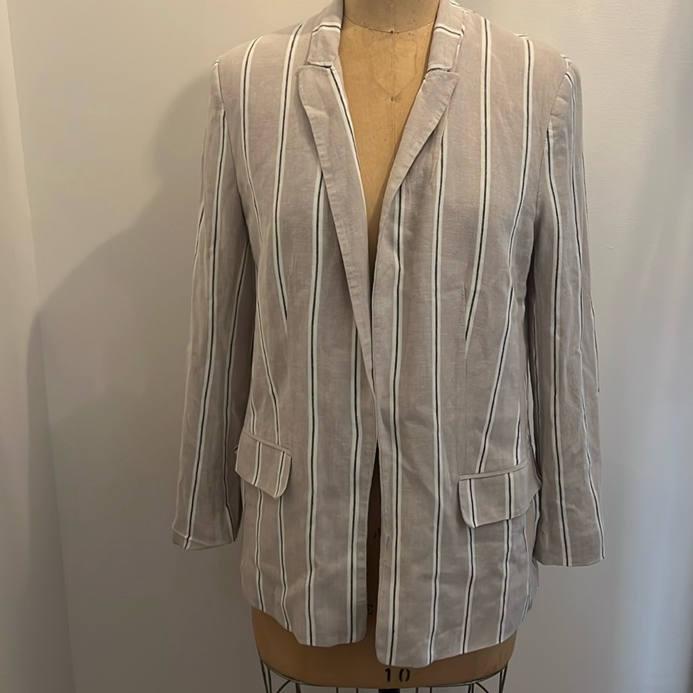 H&M Linen Striped Blazer 8